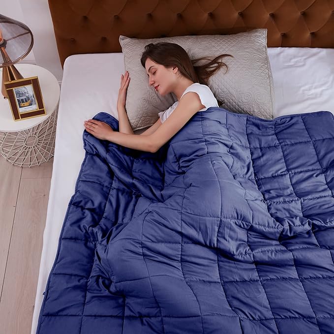 L'AGRATY Weighted Blanket - 60"x80" 22lbs Cooling Breathable Heavy Blanket Microfiber Material with Glass Beads for Adult All-Season Summer Fall Winter Soft Thick Comfort