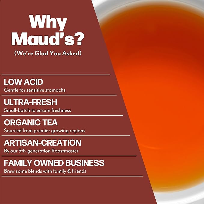 Maud's Organic Passion Green Tea & Organic English Breakfast Black Tea Bundle, 48 ct, Recyclable Single Serve Pods – 100% Gourmet Blended Tea Leaves, Compatible with Keurig K Cups Maker