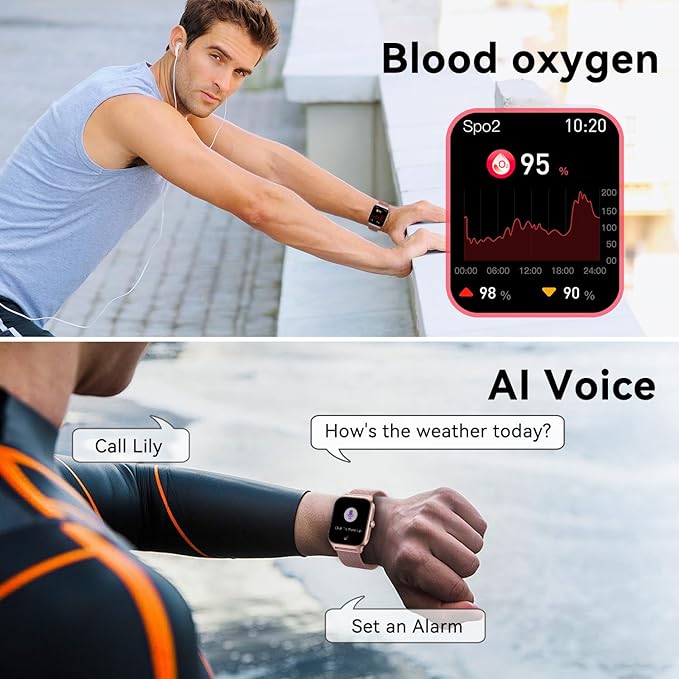 Smart Watch for Women Fitness Tracker: Rose Gold Bluetooth Make Answer Call Digital Mens watches Waterproof Run Smartwatch Android Phone iPhone Samsung Compatible Sleep Heart Rate Monitor Pedometer