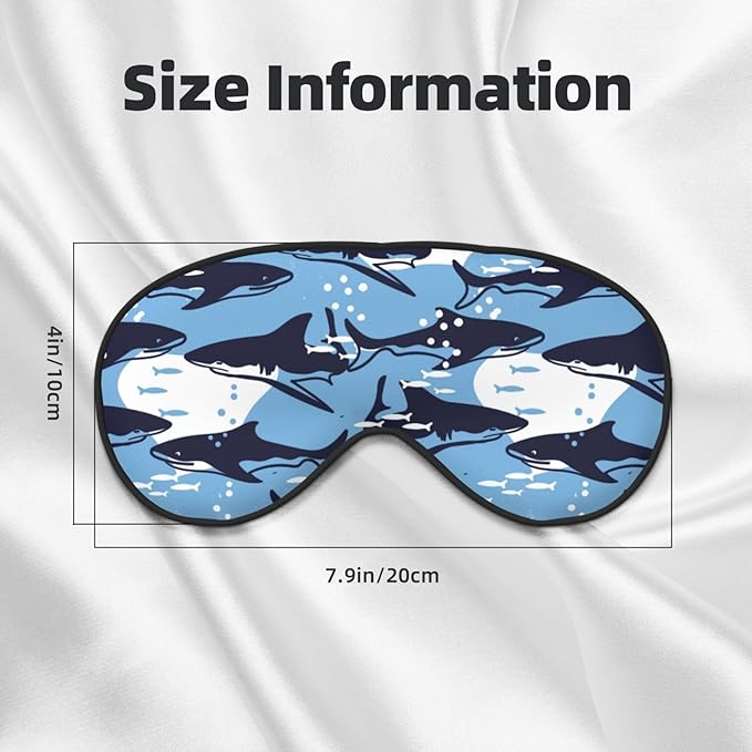 Sleep Eye Mask Abstract Blue Sharks and Fish Sleep Mask for Women Men Comfortable Eye Mask with Adjustable Strap Soft Eye Cover Blindfold for Travel Yoga Nap Shift Work