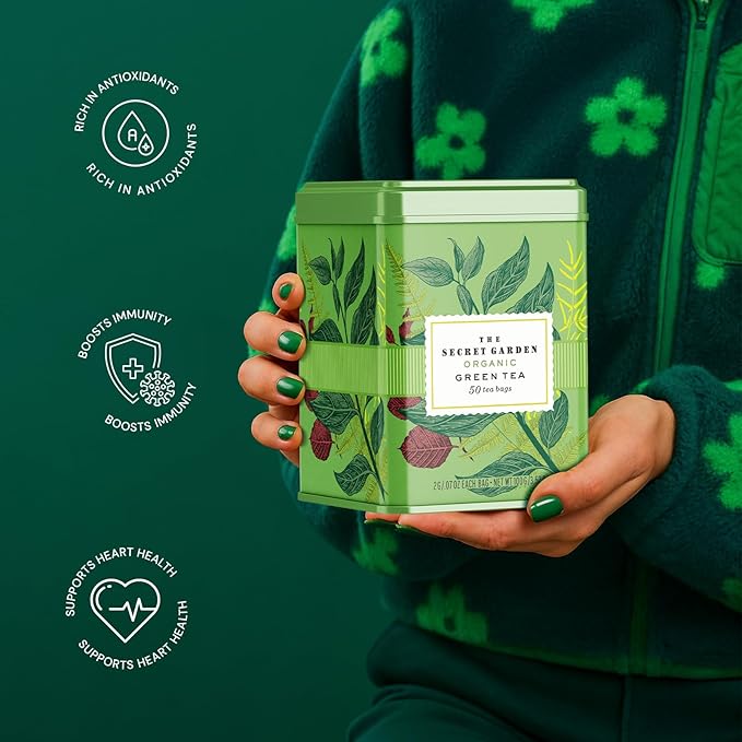 Life Plus Style Gourmet Secret Garden Organic Green Tea Caffeinated Natural Pure Unsweetened Smooth & Refreshing Hot or Iced Rich in Antioxidants Gluten Free Support Health Eco Conscious 50 Tea Bags