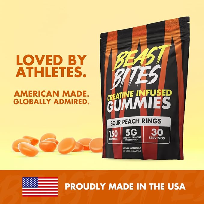 BEAST BITES - Creatine Infused Gummies - 5g Creapure Creatine Monohydrate Per Serving - NSF Certified for Sport - 30 Servings