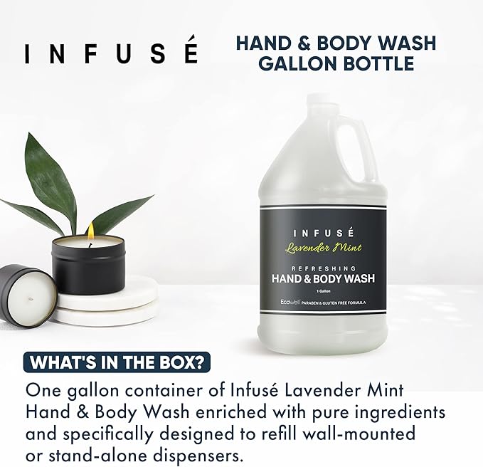1-Shoppe All-in-Kit Hand/Body Wash | Infuse Lavender Mint Hotel | 1 Gallon | For Hospitality & Vacation Rentals to Refill Dispensers | (Single Gallon)