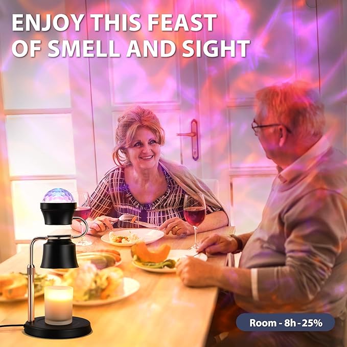 Birthday Gifts for Mother, 2 in 1 Adjustable Candle Warmer Lamp with Timer and 180° Rotating Light Projector, Women,House Warming Gifts New Home Bedroom Decor Dimmable Candle Lamp