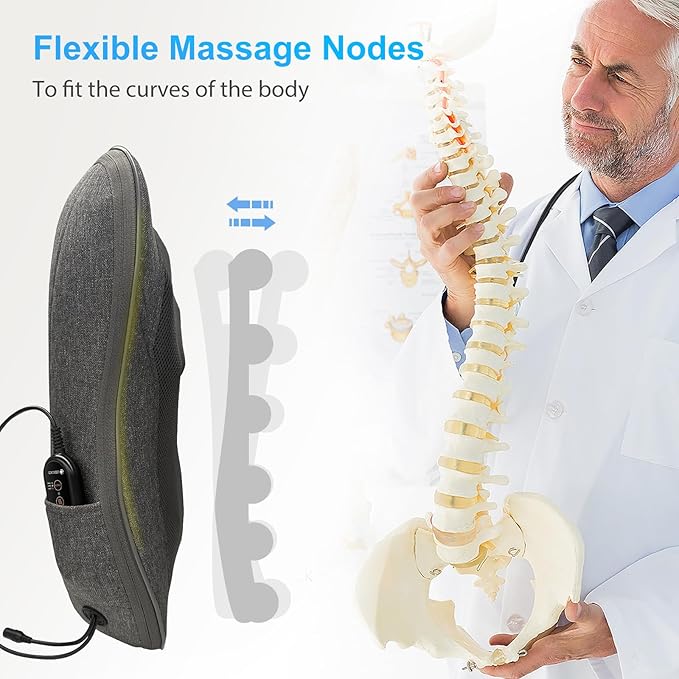 CooCoCo 14"×19" Shiatsu Back Massager with Heat, Birthday Gifts for Dad Mom Women Men Husband, Portable Massage Chair Pad, Kneading Massage Tools for Pain Relief, Chair Massager for Office Home