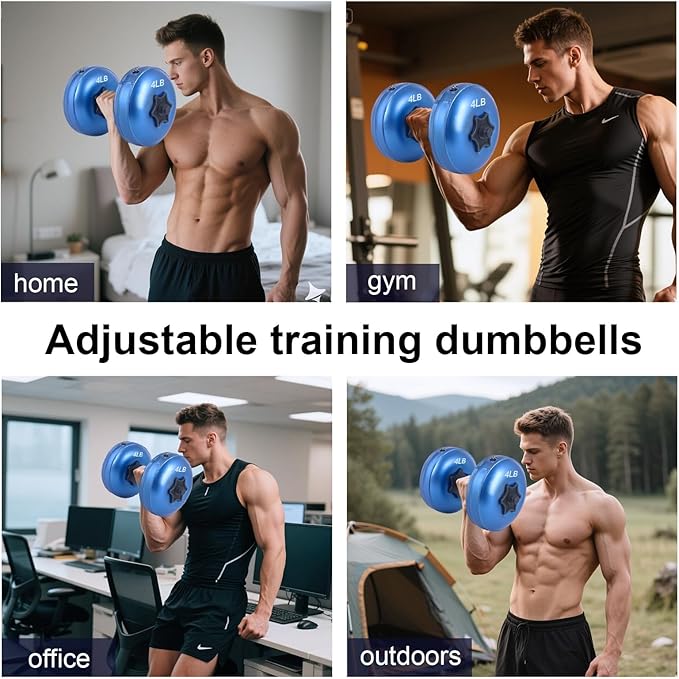 Water Filled Dumbbells Set - Water Filled Weights - Portable Travel Weights - Weights Adjustable Dumbbells - Portable Fitness Equipment - Strength Training - Fitness and Shaping