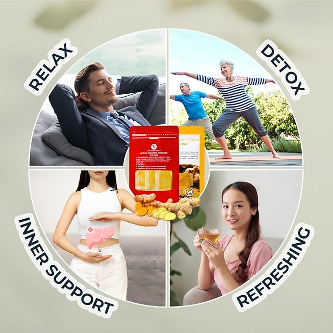 Ginger Cinnamon Turmric Tea Bags with Bamboo Tong - 55 Count (+5 Count), 5.47 oz, Re-Steep Corn Based Bag, Natural Herbal Tea for Body Warm, Liver Support