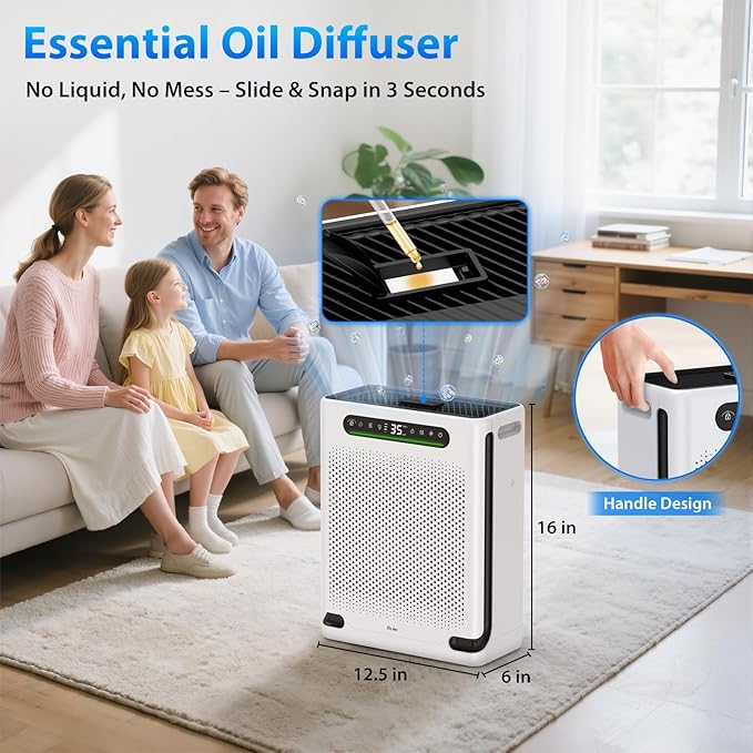 Air Purifiers for Home Large Room Up to 2600 Ft², HEPA Air Purifier with Washable Filter & Air Quality Display, Powerful Turbo Mode Air Cleaner for Pet Hair Odors Smoke Dust