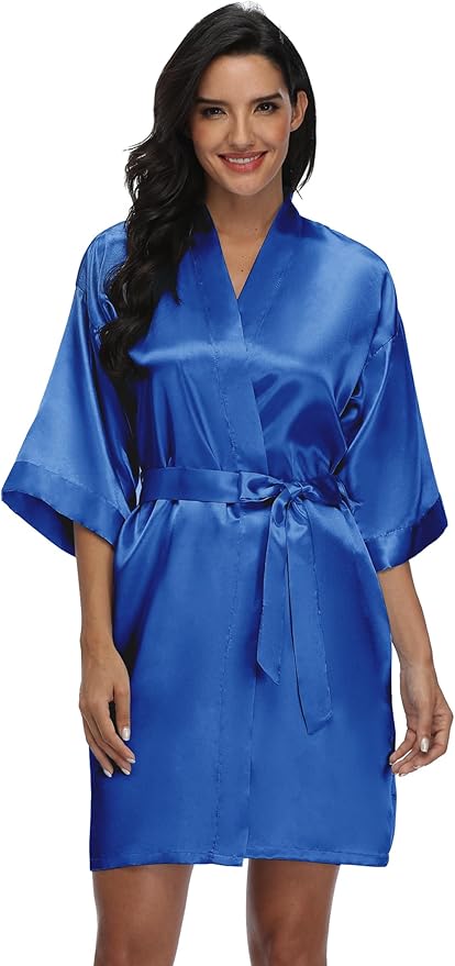 Women's Pure Short Silky Robes Bridesmaid Bride Party Satin Robes Sleepwear