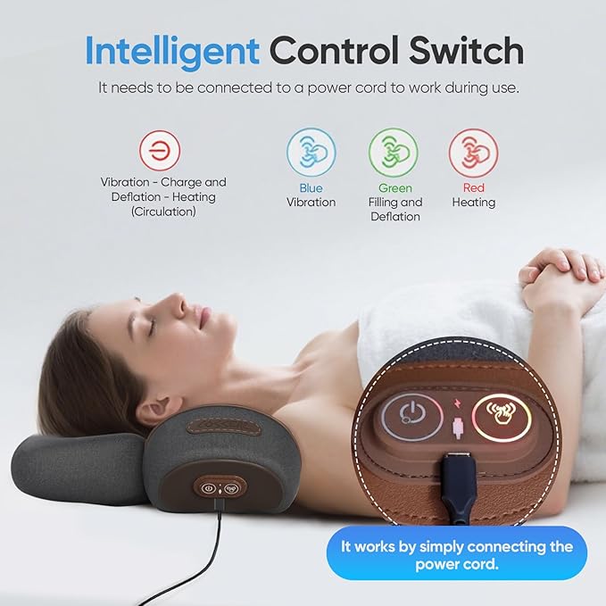 Neck Massager Pillow, 4-in-1 Neck Massager with Heat Massage and Stretching to Relieve Pain Boost Circulation,and Restore Natural Alignment (Dark Gray)