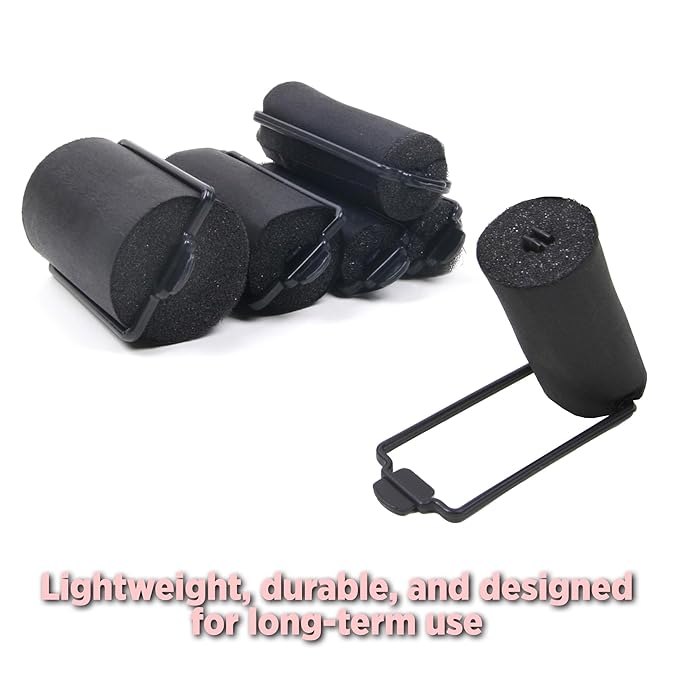 DONNA Silky Sastin Foam 1.5"(D) JUMBO 6PCS Hair Rollers for Heatless Styling - Hair Curlers and Clips Included - Lightweight and Durable Foam Rollers for Hairdressing - BLACK