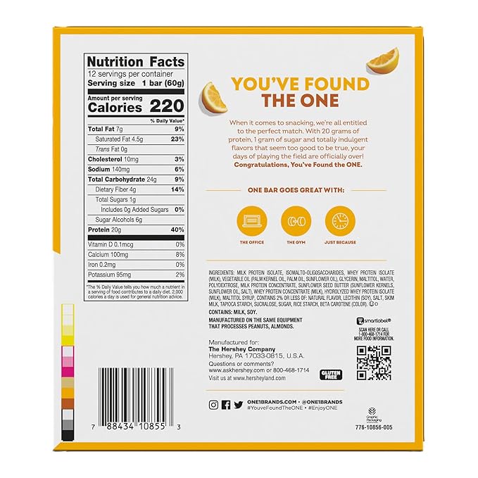 ONE Protein Bars, Lemon Cake, Gluten Free with 20g Protein and 1g Sugar, Pantry Staples, 2.12 oz (12 Count), Packaging May Vary