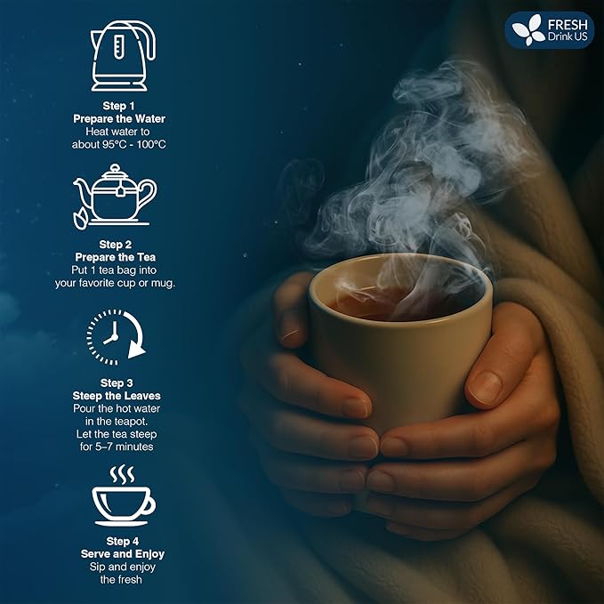 FreshDrinkUS, Premium 135 Tea Bags Better Sleep Herbal Tea | Caffeine-Free Loose Leaf Blend with Spearmint Leaves, Lemongrass Leaves, and Hawthorn Berry โ Naturally Refreshing and Aromatic.