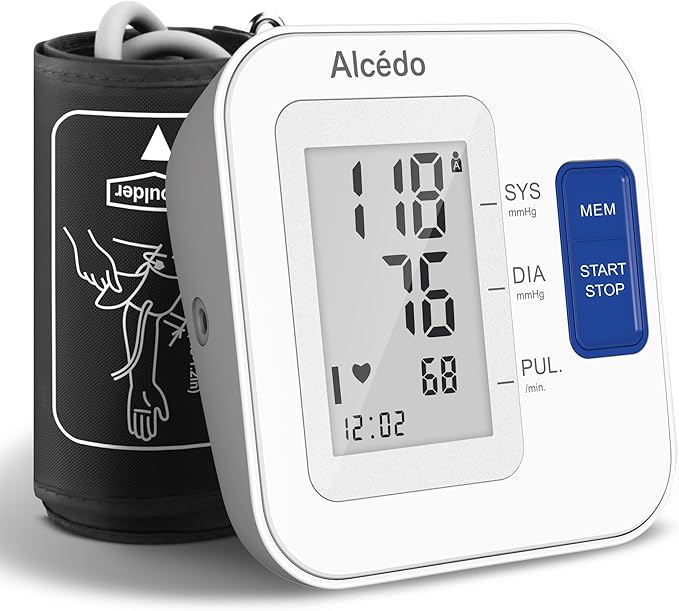 Alcedo Blood Pressure Monitor for Home Use, Automatic Upper Arm BP Machine with Large Cuff 8.7" -16.5", 2X 120 Memory