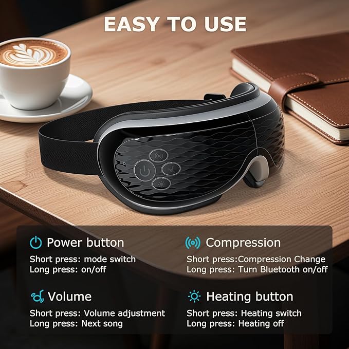 ALLJOY Eye Massager with Heat and Cooling, Lightweight Eye Massager with Removable Gel Mask, Birthday Gifts for Women Men, Eye Care Devices for Migraine, Reduce Dry Eyes