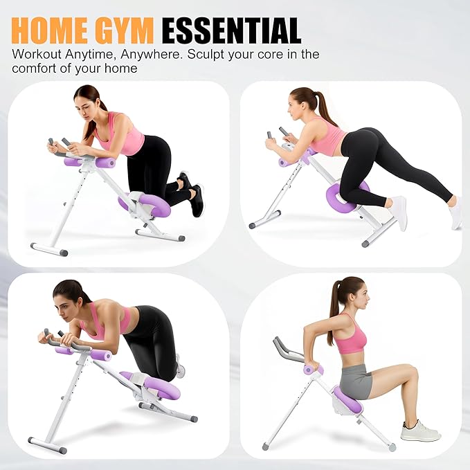 Abdominal Trainers - Adjustable Ab Trainer Machine, Foldable Abdominal Workout Equipment with Knee Protection - Home Gym Core Strength Trainer for Men & Women