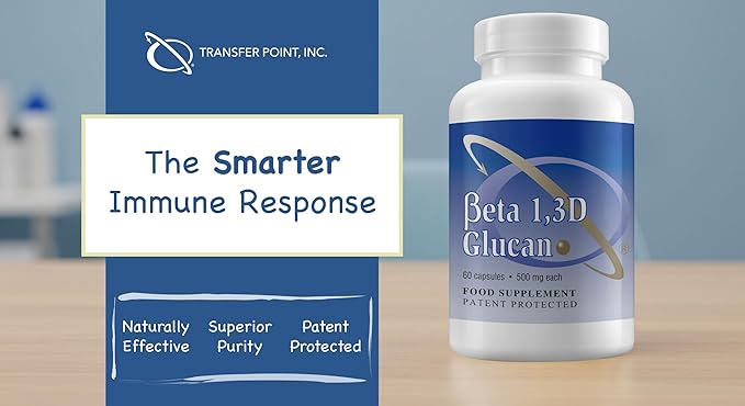 Transfer Point Immune Support Supplement Highly Purified Beta 1,3D Glucan (Pack of 2-500 mg b-glucan Fiber per Capsule)