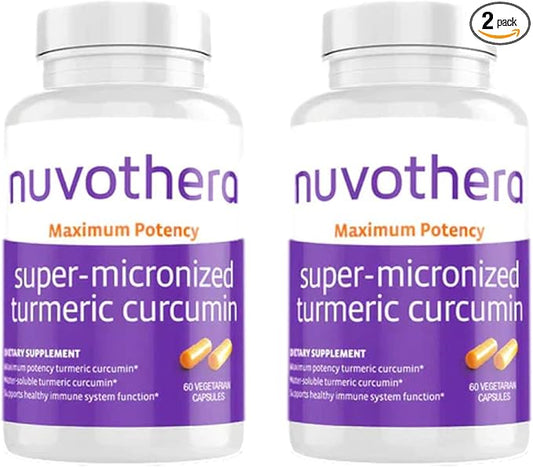Nuvothera Super-Micronized Turmeric Curcumin Capsules 2-Month Supply Rapid Absorption, Whole Root, Non-GMO, Skin, Gut Health & Antioxidants(120 Capsules)