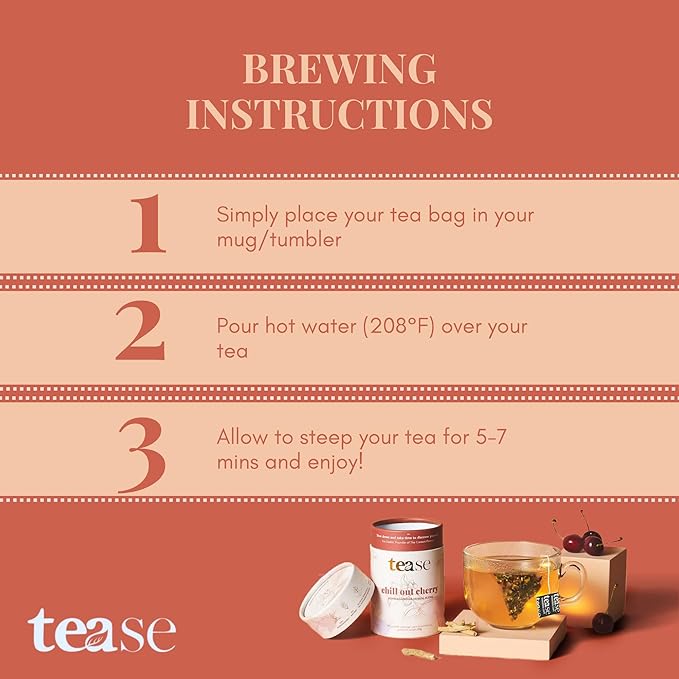 Tease Tea Stress Relief Tea - Chill Out Cherry Ashwagandha Herbal Tea, Anxiety and Calming Tea Made with Organic Ashwagandha, Apple, Cranberry, Elderflower Petals, and Strawberry Leaves for a Chill and Distressing Drink
