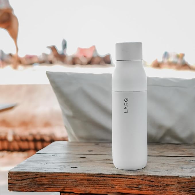 LARQ Bottle PureVis 25 oz - Self-Cleaning and Insulated Stainless Steel Water Bottle with UV Water Purifier and Award-winning Design | Reusable & Travel Friendly, Granite White