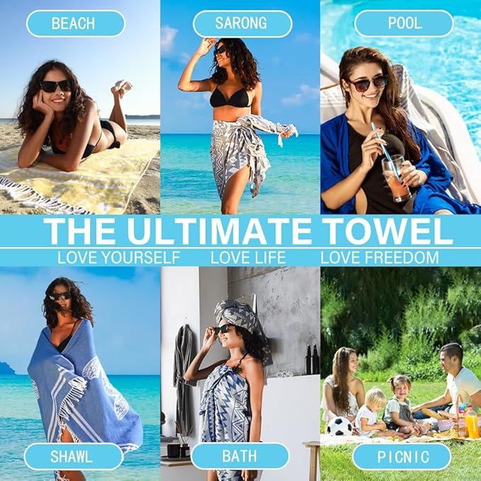 Thin Turkish Beach Towel Quick Dry Absorbent Cotton Lightweight Bath Pool Towels Extra Large Oversized Sand Free Beach Stuff Cloud Adults Gift