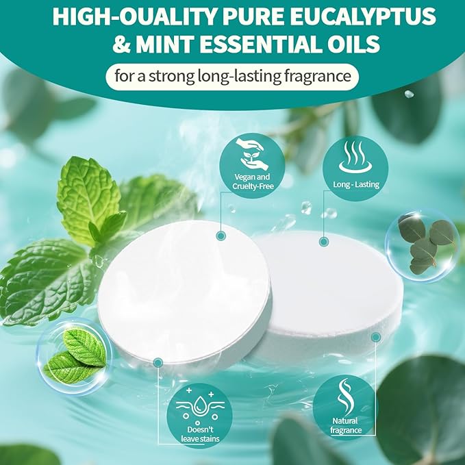 Shower Steamers Aromatherapy 8 Pack Christmas Stocking Stuffers for Teen Girls Women Men, Organic Eucalyptus & Menthol Essential Oil, White Elephant Gifts Spa Relaxing, Travel Essentials Aromatherapy