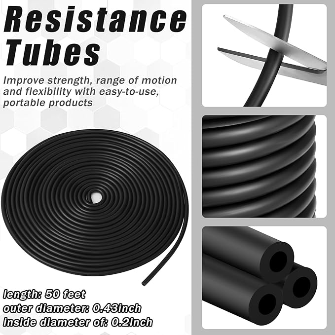 1 Roll Resistance Tubes Latex Elastic Tubing 50ft Exercise Bands Exercise Tubing for Physical Therapy, Lower Pilates, at Home Workouts, Rehab Core Exercise