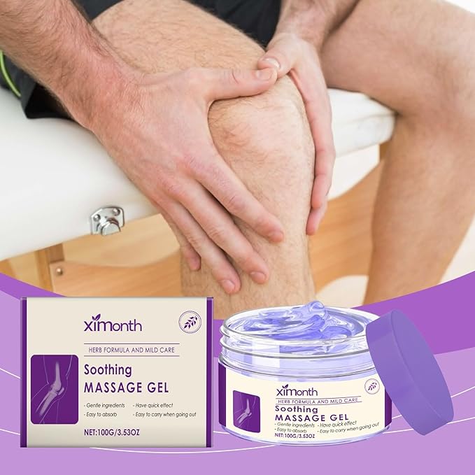 Soothing Relief Massage Gel, Joint Gel Purple Gel Soothes for Knees, Lumbar, Neck, Hands,Feet and Joint Activities Throughout.(100g)