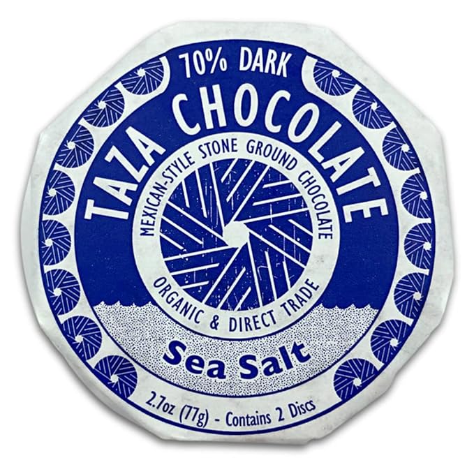 Taza Chocolate Organic Mexican-Style Disc 70% Dark Chocolate, Sea Salt, 2.7 Oz, 12 Count