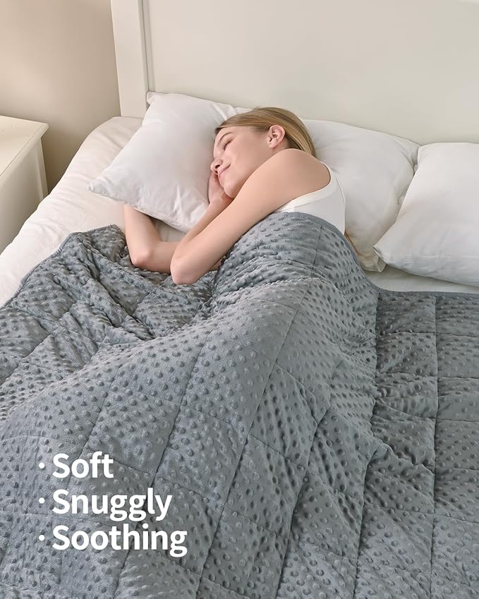 Mr. Sandman Weighted Blanket for Adults Queen, Minky Dots Heavy Blanket for Woman,Man Sleeping/Calm, Soft, Cozy and Cooling Weighted Throw Blankets, Machine Washable, 80 x 87in, 25 Pounds, Grey