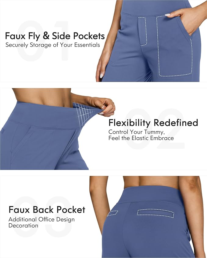 G4Free Yoga Pants Women Wide Leg Pants with Pockets High Waist Stretch Dress Casual Sweatpants Petite/Regular/Tall