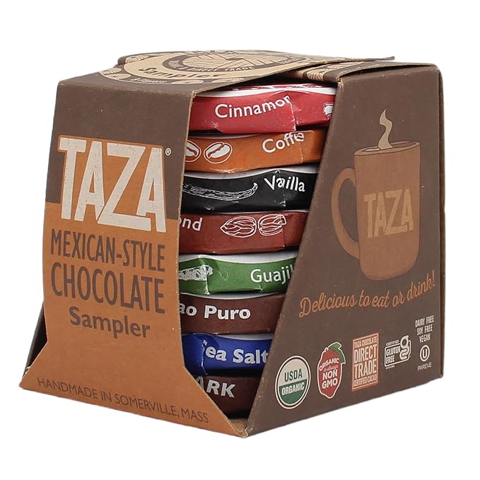 Taza Chocolate Organic Mexicano Disc Stone Ground, Variety Pack, 1.35 Ounce (8 Count), Vegan