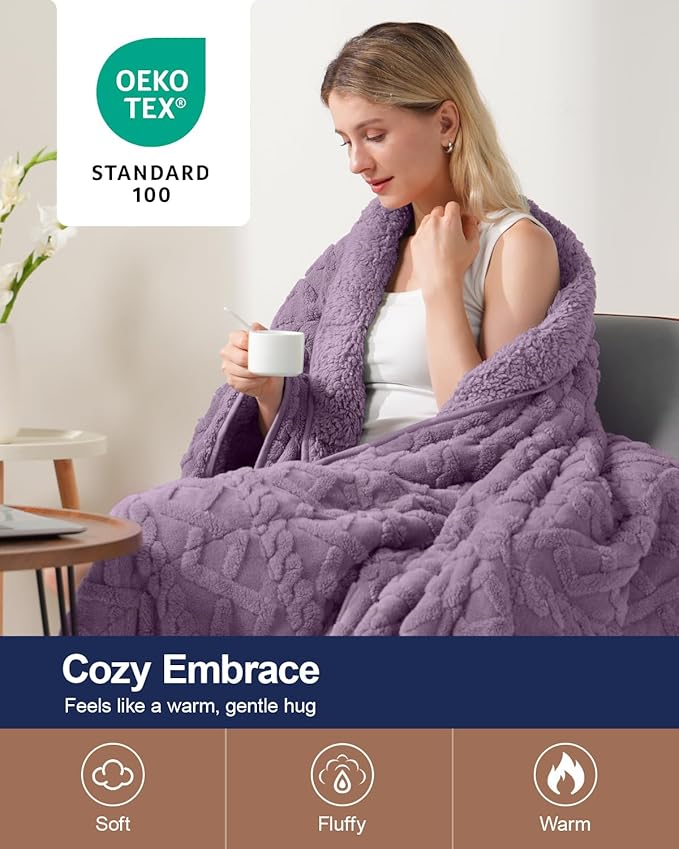 Super Fuzzy Soft Sherpa Fleece Weighted Blanket, 15 lbs Dual Sided Fluffy Heavy Weighted Blankets for Adults - No Bunching with Double Layers of Soft Inner Lining (60"x 80", 15 Pounds)