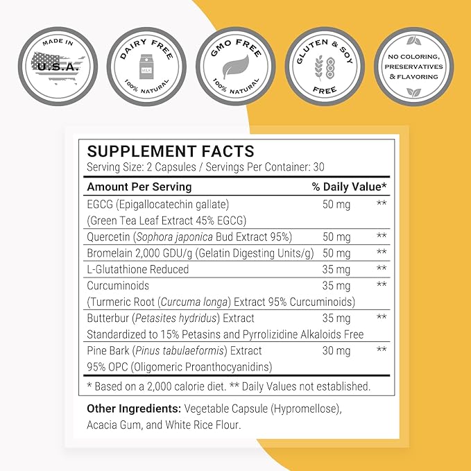 Supersmart - Lung Detox (Advanced Formula) - with Quercetin, Bromelain, Curcuminoids, EGCG | Non-GMO & Gluten Free - 60 Vegetarian Capsules
