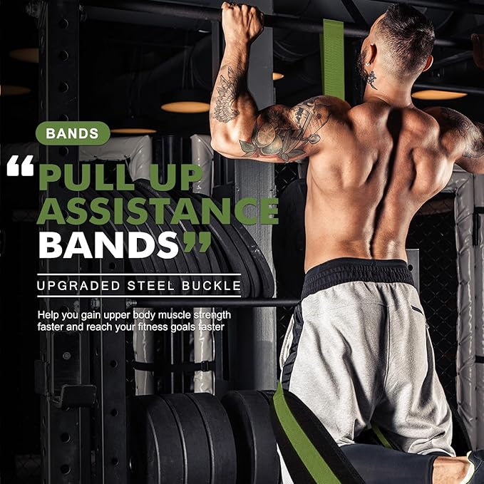 HPYGN Pull Up Assistance Bands, Heavy Duty Resistance Band for Pull Up Bar, Adjustable Weight/Size with Fabric Feet/Knee Rest, Bands for Pull Up Assist for Strength Training, Pull Up Assist Band