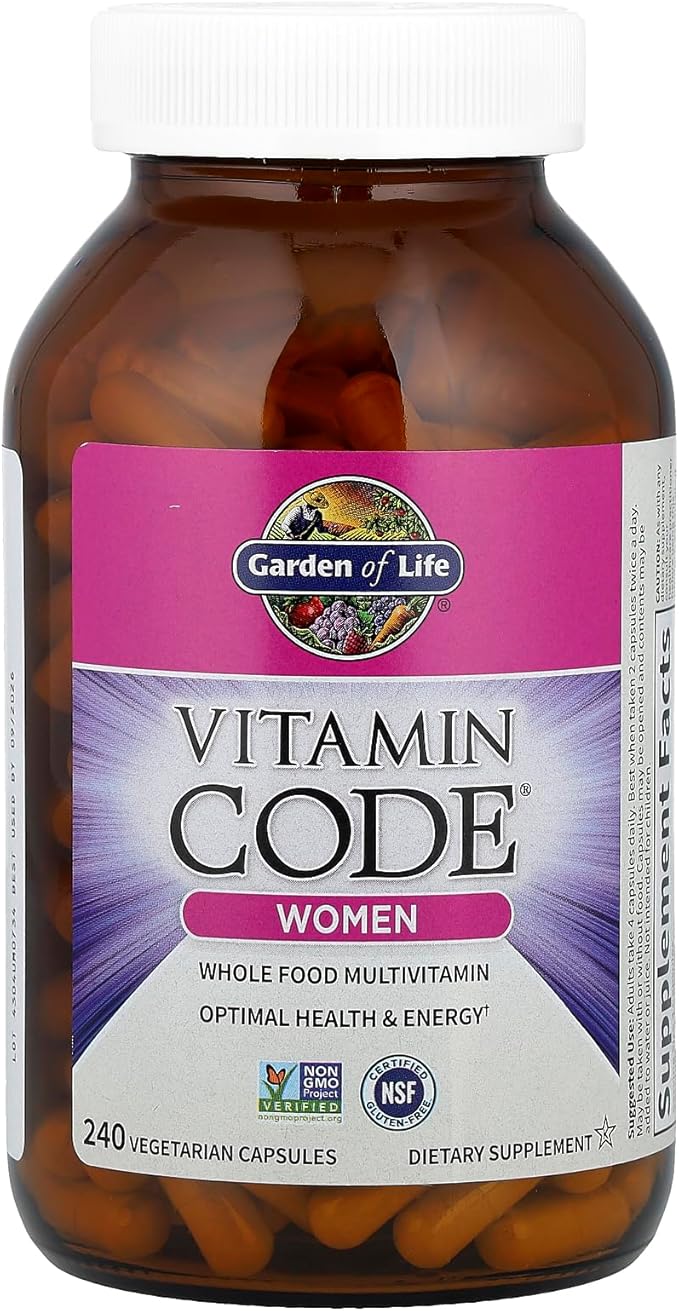 Garden of Life Multivitamin for Women, Vitamin Code Women's Multi - Whole Food Womens Multi Vitamins, Iron, Folate not Folic Acid, Vitamin A and Probiotics for Womens Energy, 240 Vegetarian Capsules