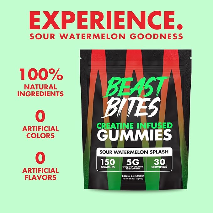 BEAST BITES - Creatine Infused Gummies - 5g Creapure Creatine Monohydrate Per Serving - NSF Certified for Sport - 30 Servings