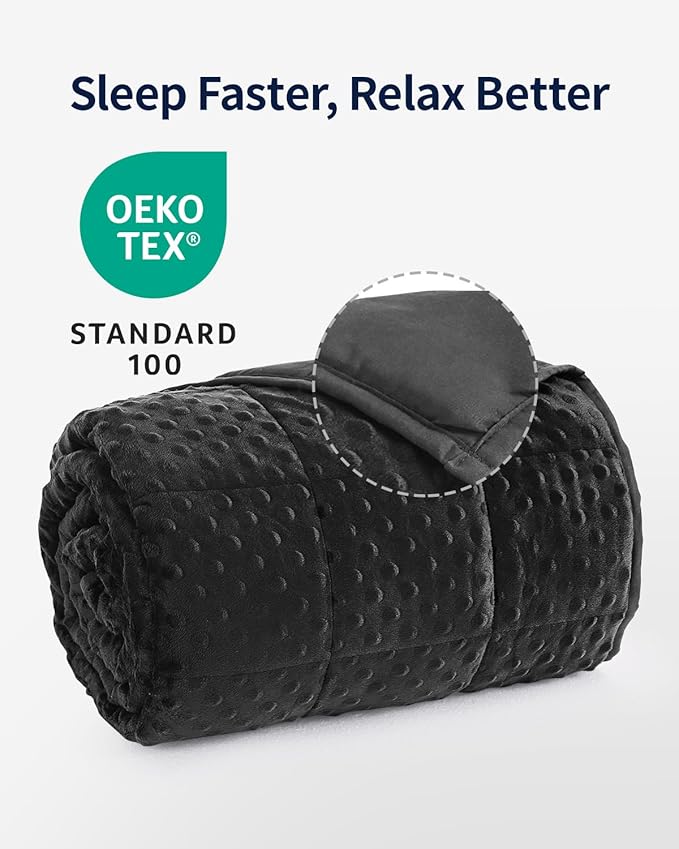 Mr. Sandman Weighted Blanket for Adults, Heavy Blanket for Woman,Man Sleeping/Calm, Soft and Cozy Weighted Throw Blankets, Machine Washable, 48 x 72in, 15 lbs, Black