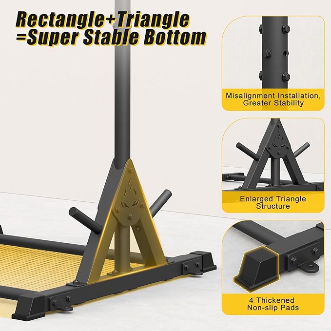 Squat Rack with Pull Up Bar, Heavy Duty 600LBS Weight Capacity Squat Rack for Home Gym, Adjustable Multi-Functional Power Racks Strength Training Fitness Equipment