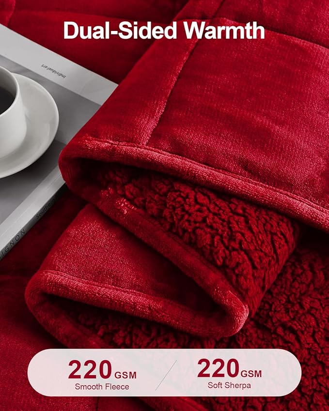 Super Fuzzy Soft Sherpa Fleece Weighted Blanket, 15 lbs Dual Sided Fluffy Heavy Weighted Blankets for Adults - No Bunching with Double Layers of Soft Inner Lining (48"x 72", 15 Pounds)