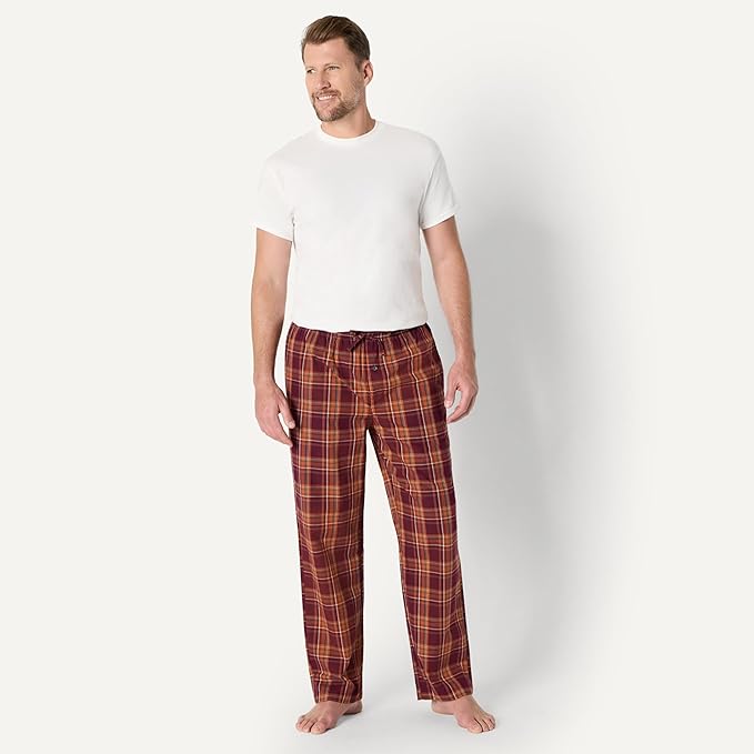 Amazon Essentials Mens Straight-Fit Woven Pajama Pant with Pockets
