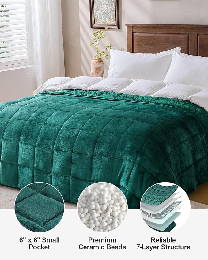 Super Fuzzy Soft Sherpa Fleece Weighted Blanket, 15 lbs Dual Sided Fluffy Heavy Weighted Blankets for Adults - No Bunching with Double Layers of Soft Inner Lining (48"x 72", 15 Pounds)