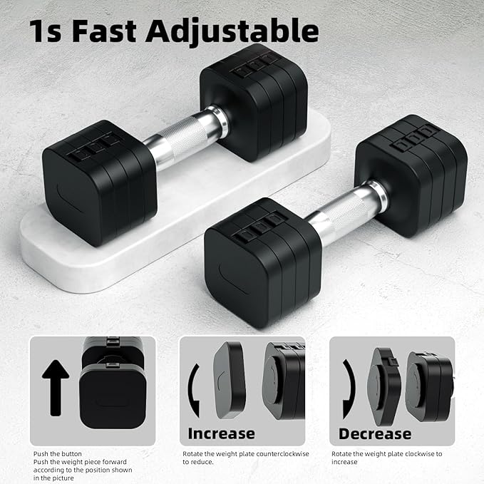 20LB Adjustable Dumbbell Set, 10lb Dumbbells Set of 2, 5 in 1 Free Weights Set, Each 4lb 6lb 8lb 10lb for Women & Men for Home Gym Exercise Workout Strength Training Equipments