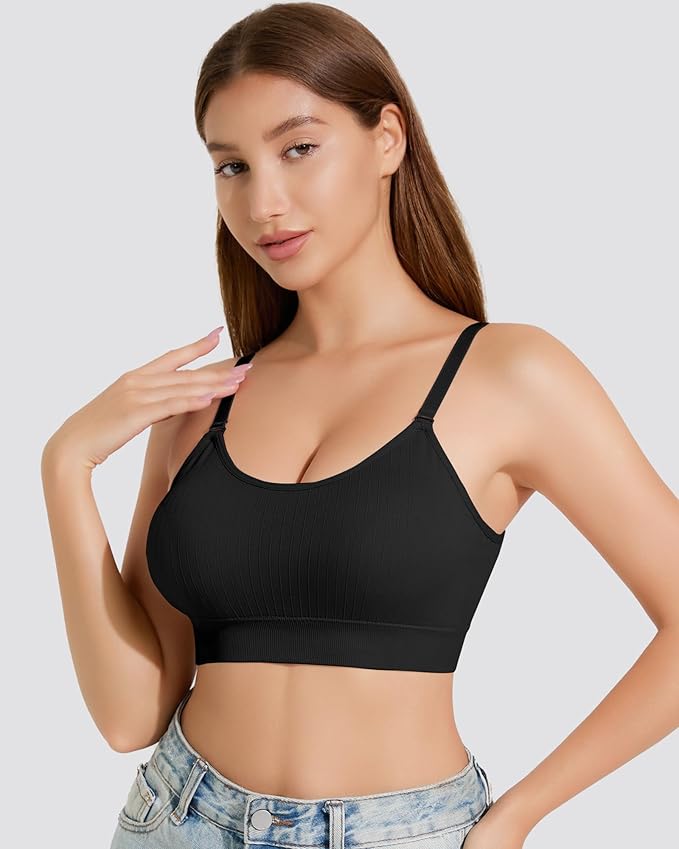 Padded Bralette Sports Bras for Women Pack No Underwire Adjustable Straps Low Back Bra Sleep Bras Lounge Bras for Women