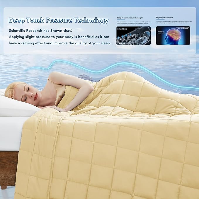 Topcee Weighted Blanket for Adults (15 lbs, 60" x 80") Queen Size Soft Cooling Heavy Blanket Sleeping, Apply to 130-160 lbs Body, Thick Breathable Blanket with Glass Bead, Easy Care