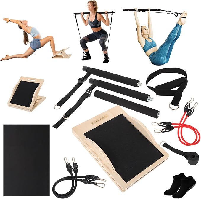5-in-1 Pilates Board, Foldable Pilates Reformer Equipment – Multi-Purpose Portable Home Workout Kit for Full-Body Workout, Fitness, Exercise, Abs, Core Equipment