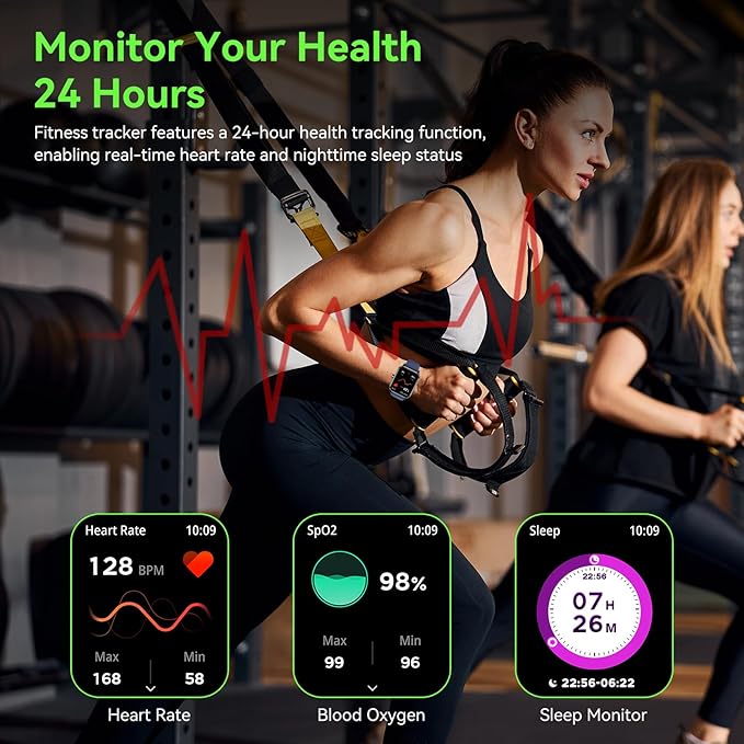 Smart Watch for Men Women, 1.85" HD Touchsreen Fitness Tracker, 120+ Sport Modes, 24/7 Heart Rate & Sleep Monitor, Pedometer, Calories, IP68 Waterproof, Fitness Watch for Android iPhone (Blue)