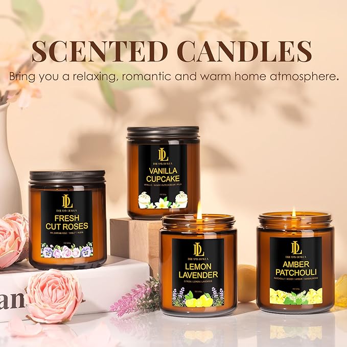 Fresh Cut Roses Candles, Fresh Cut Roses Scented Candle, Mother's Day Candle Gifts for Women, Soy Candles for Home Scented, 7oz 50 Hours Burn, Home Décor