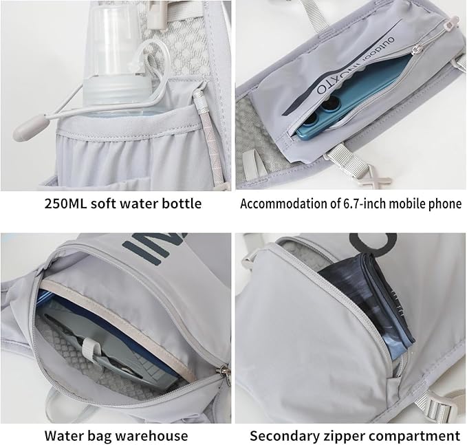 INOXTO Running Hydration Vest Backpack,Lightweight Pack with 1.6L Water Bladder Hydration Backpack Daypack for Hiking Trail Running Cycling Race Marathon for Women Men
