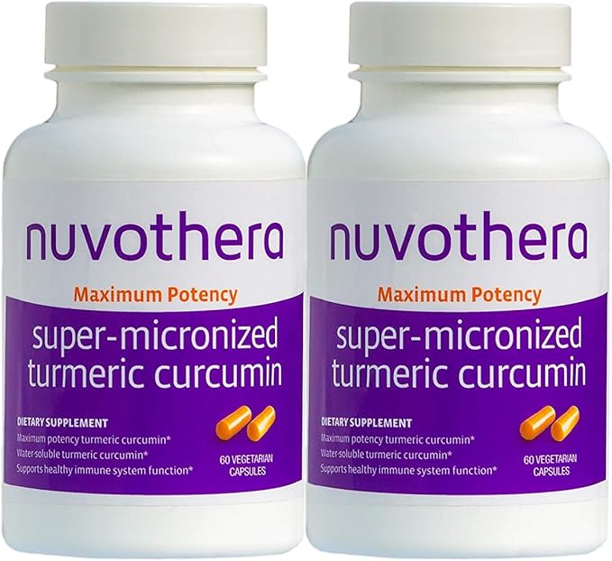 Nuvothera Super-Micronized Turmeric Curcumin Capsules 2-Month Supply Rapid Absorption, Whole Root, Non-GMO, Skin, Gut Health & Antioxidants(120 Capsules)